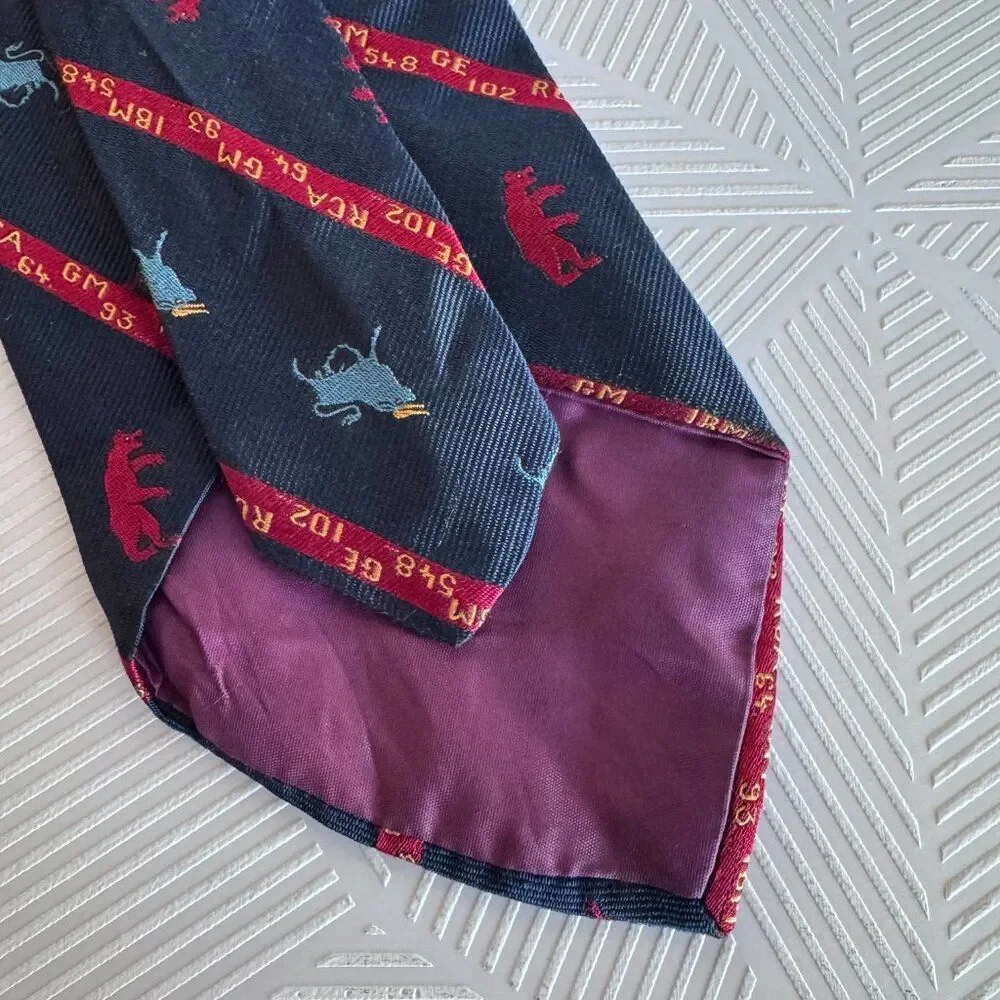 Vintage Stock Market Silk Novelty Tie Bears Bulls London Motif USA